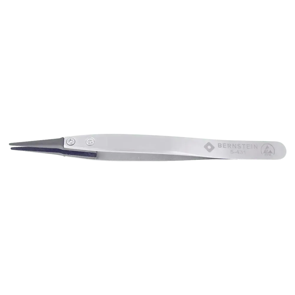 ESD tweezers with interchangeable tips 1.5 mm wide, conductive