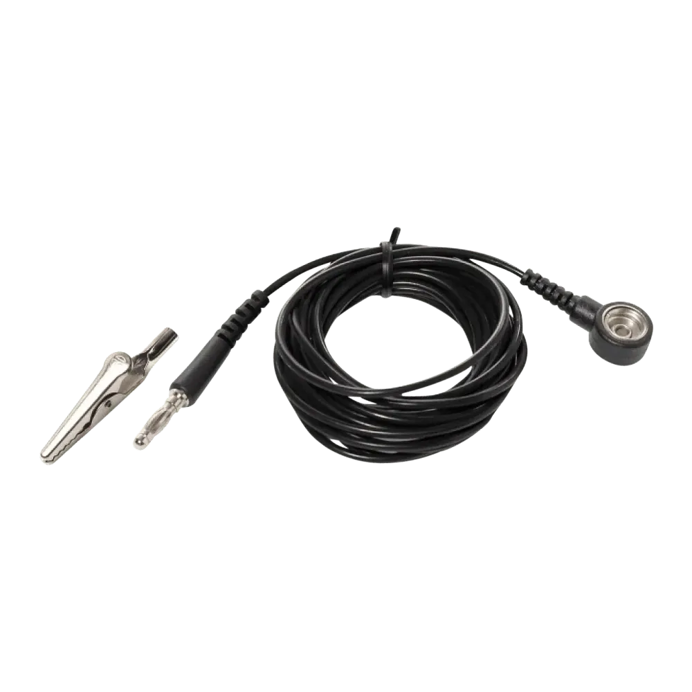 ESD earthing cable, push-button/banana plug/crocodile clip 1.5m or 3m