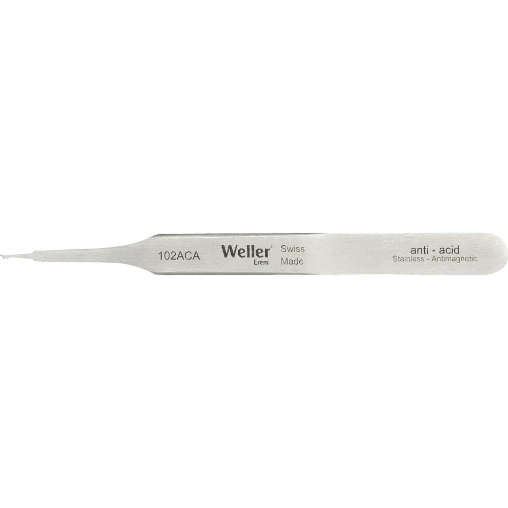 SMD tweezers angled 45° with fine tips for vertical application.