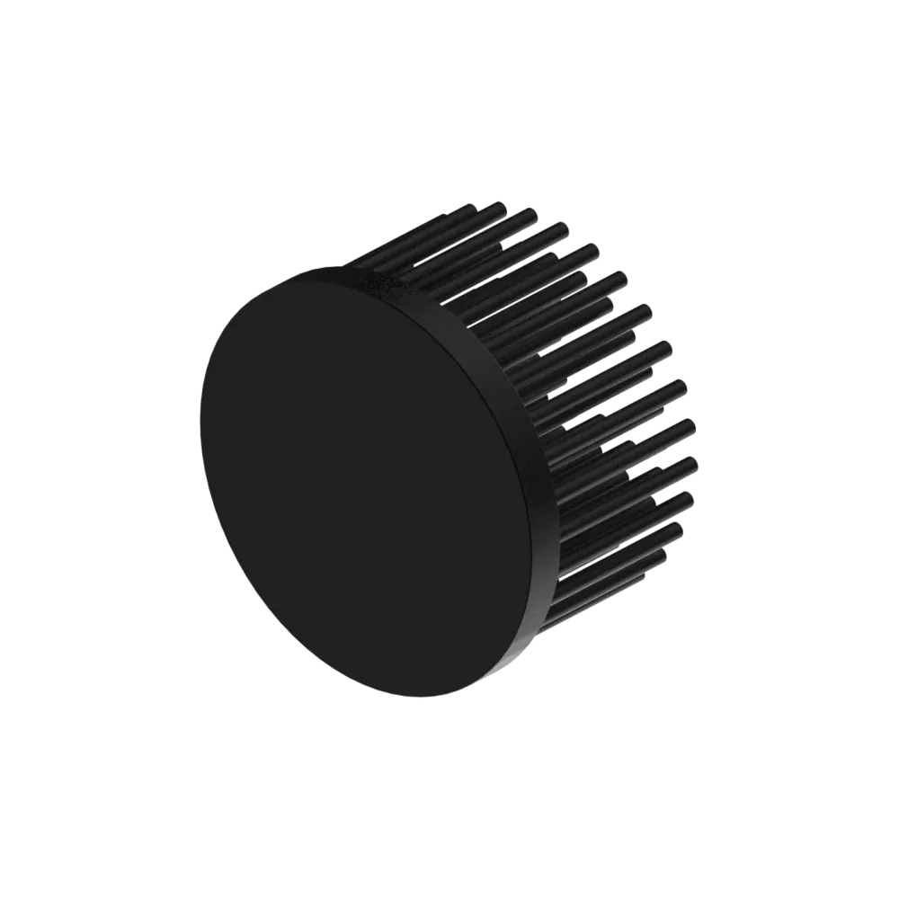 LED pin fin heat sink, ø50mm, H 30mm, Base 5mm, Black anodized