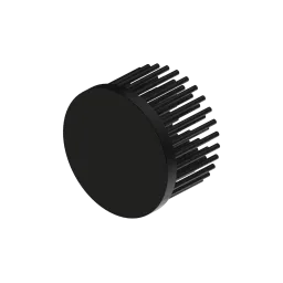 LED pin fin heat sink, ø50mm, H 30mm, Base 5mm, Black anodized
