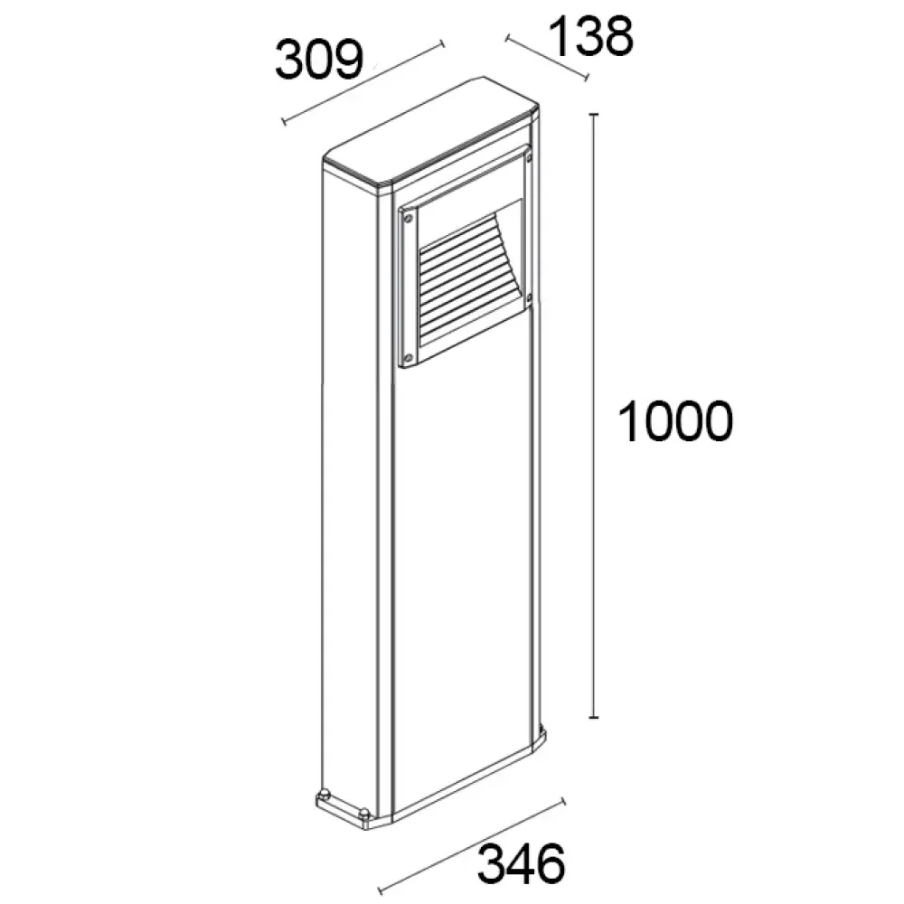 Square Small Pole 290F1/WD3.PR-Small Poles - Bollard DALI H. 1000 square window