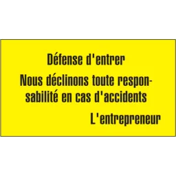 Construction site warning sign (French)