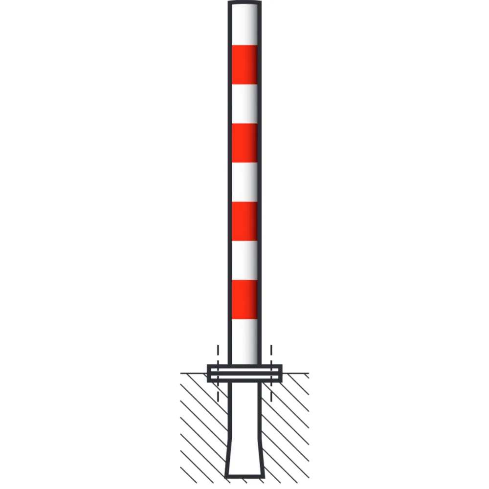 Barrier post painted white without rings