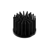 LED pin fin heat sink, ø111mm, H 80mm, Base 10mm, Zhaga holes, Black