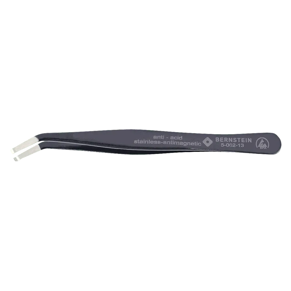 ESD SMD tweezers 115 mm shape 58 stainless steel tip Ø 0.8×3.0 mm 35° dissipative
