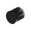 LED pin fin heat sink, ø67mm, H 68mm, Base 8mm, Zhaga&Philips holes, Black