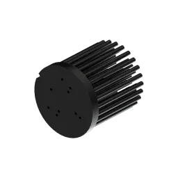 LED pin fin heat sink, ø67mm, H 68mm, Base 8mm, Zhaga&Philips holes, Black