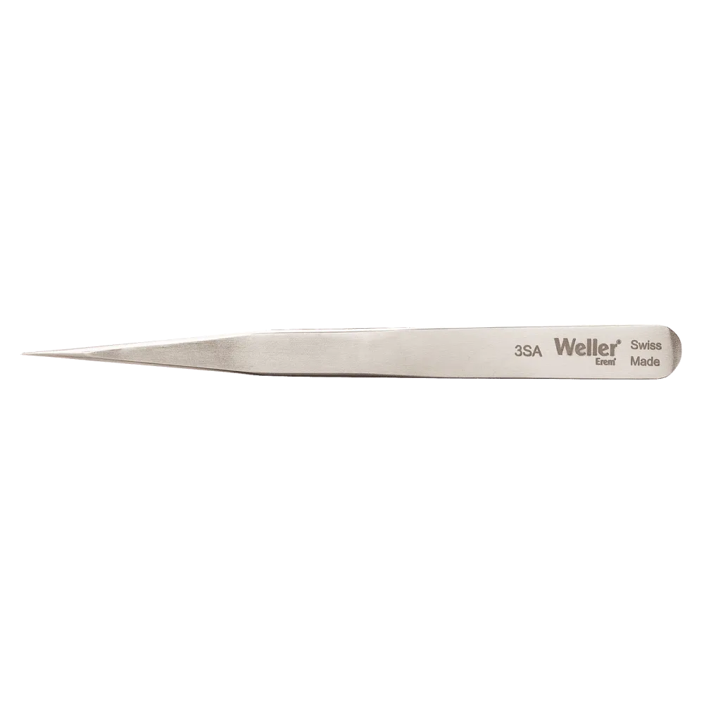 Precision tweezers with pointed tips for work in microelectronics