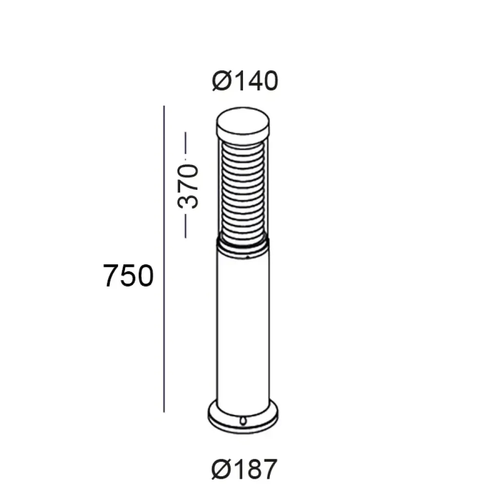 Maxima 385F1/NR8.X3-Small Poles - Bollard H. 750 with anti-glare louvre