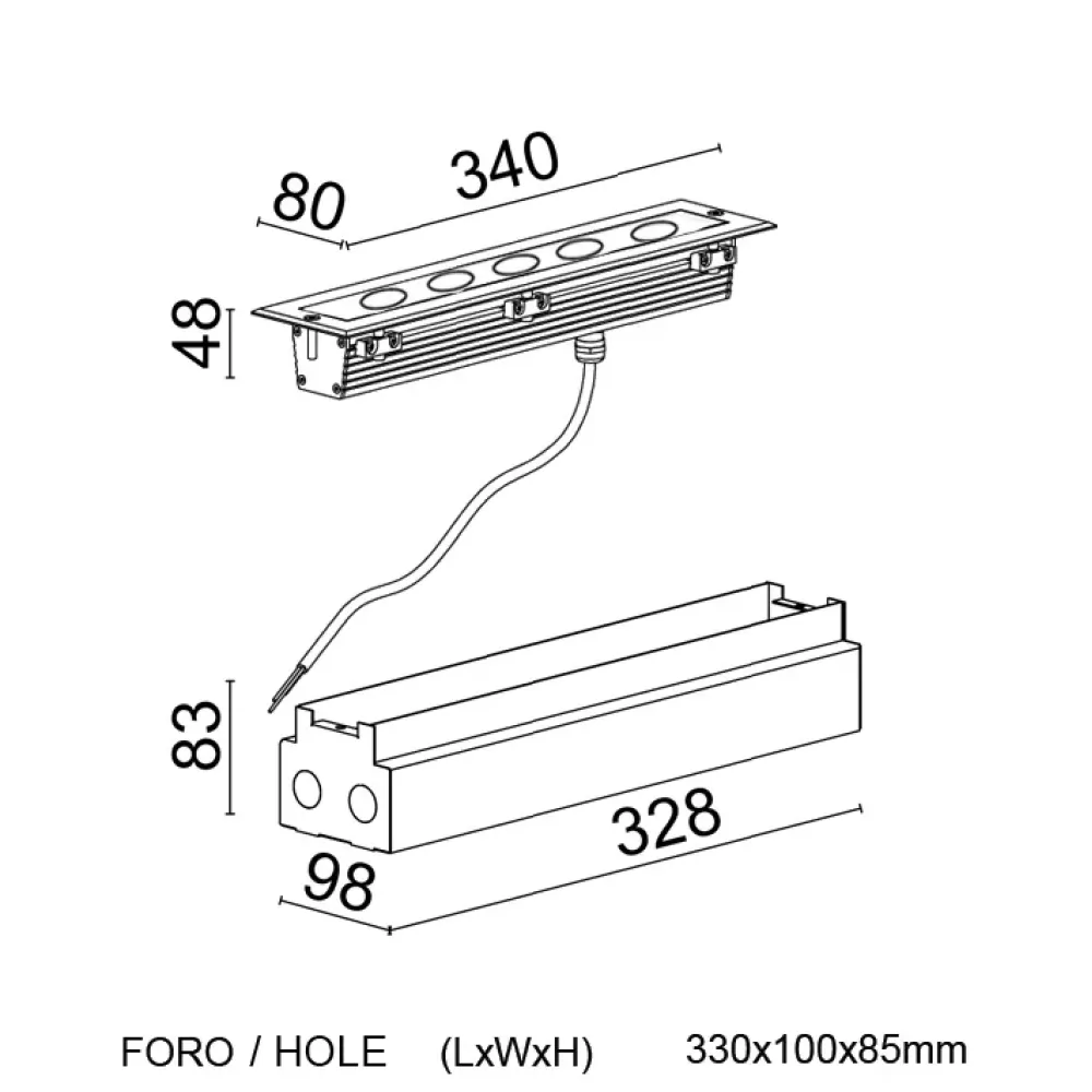RGBW Matrix Recessed - Recessed Wallwasher RGBW L. 340