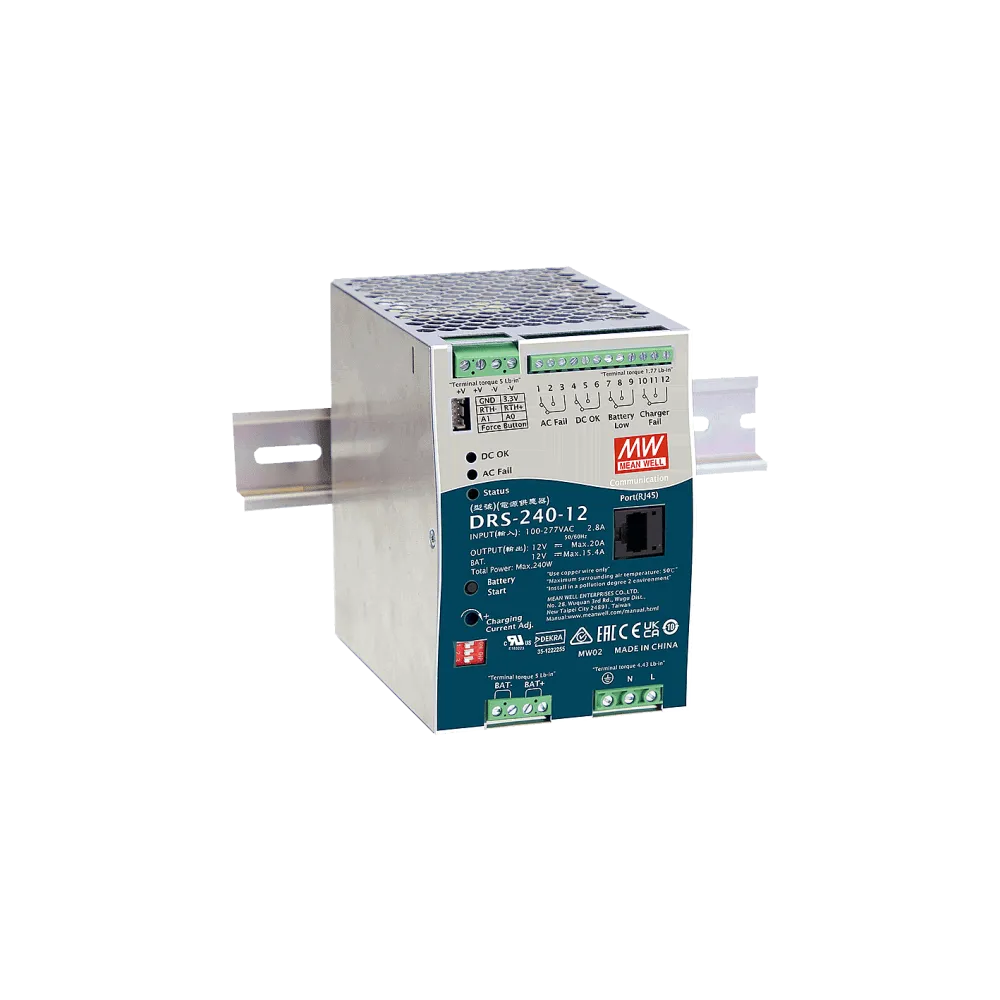 240W Intelligent DIN Rail Power Supply with UPS Function 36V / 6.6A