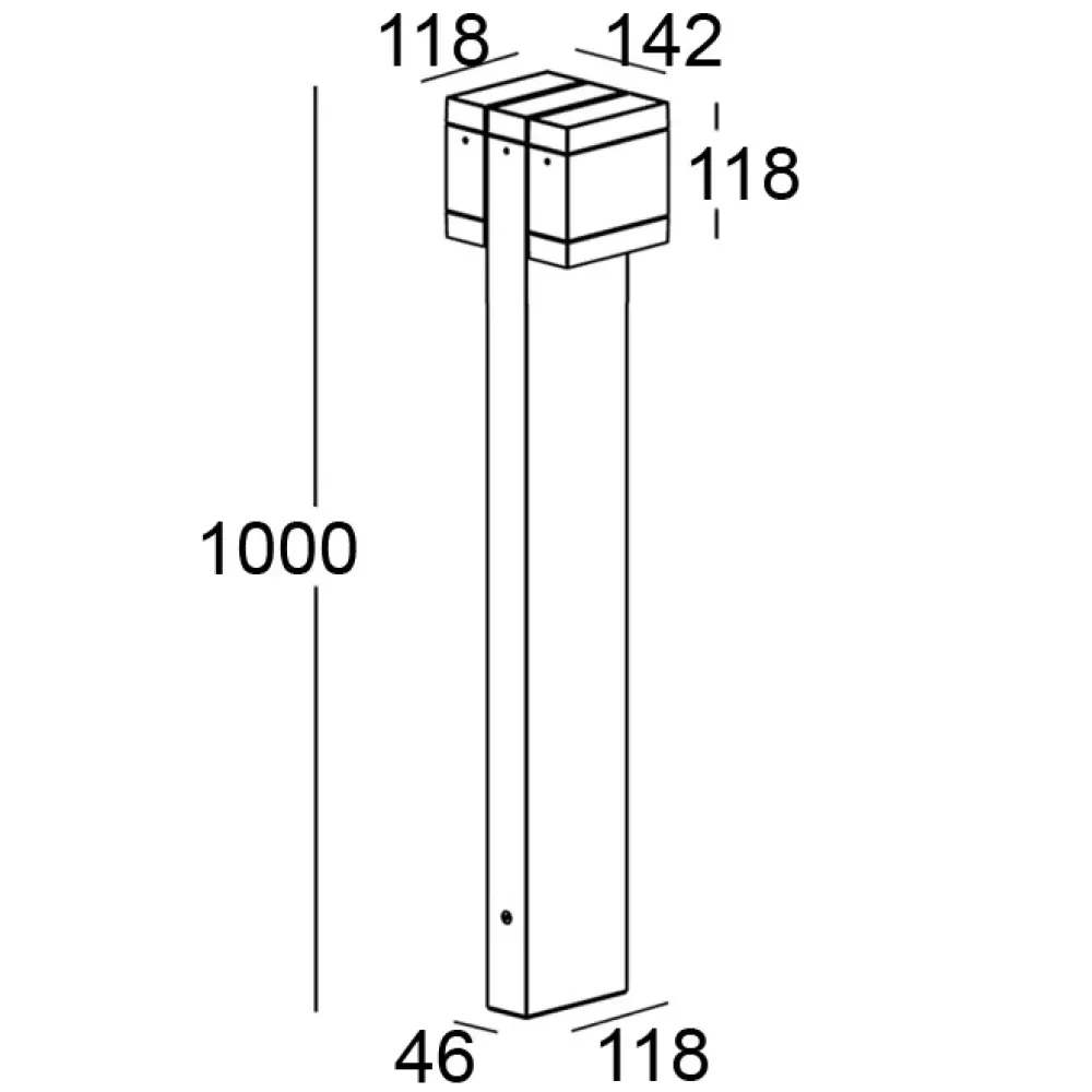 Modo Bollard 602F2/WP70A2-Small Poles - Bollard Horizontal Double Emission H. 1000