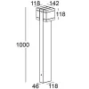 Modo Bollard 602F2/WP70A2-Small Poles - Bollard Horizontal Double Emission H. 1000