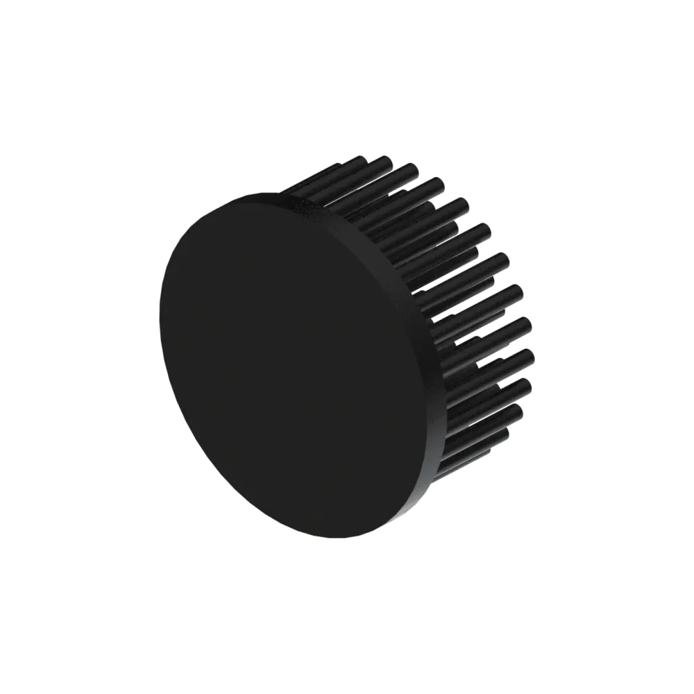 LED pin fin heat sink, ø60mm, H 30mm, Base 5mm, Black anodized