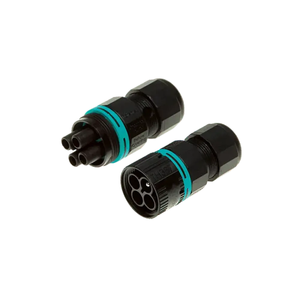 Round plug, 2p, male & female, screw connection, wire protection, D7-12mm, IP68