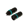 Round plug, 2p, male & female, screw connection, wire protection, D7-12mm, IP68