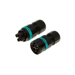 Round plug, 2p, male & female, screw connection, wire protection, D7-12mm, IP68