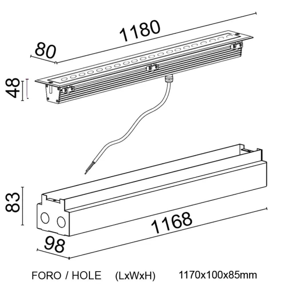 RGBW Matrix Recessed - Recessed Wallwasher RGBW L. 1180