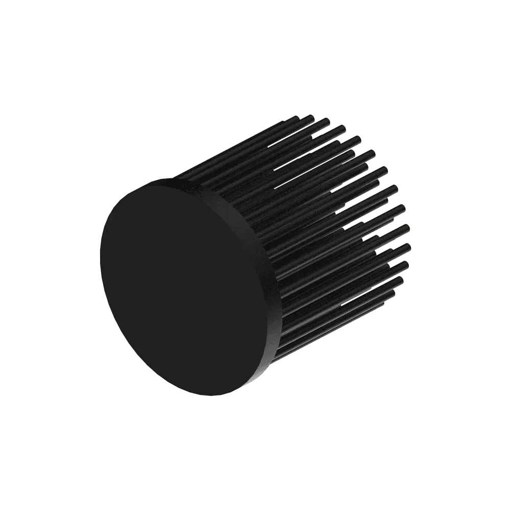 LED pin fin heat sink, ø50mm, H 50mm, Base 5mm, Black anodized