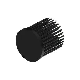 LED pin fin heat sink, ø50mm, H 50mm, Base 5mm, Black anodized