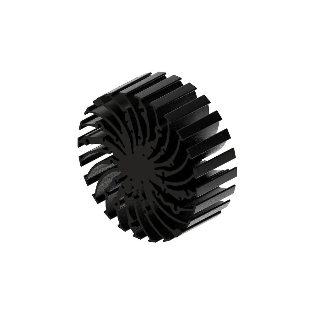 Modular LED star heat sink, ø134mm, H 50mm, Black anodized