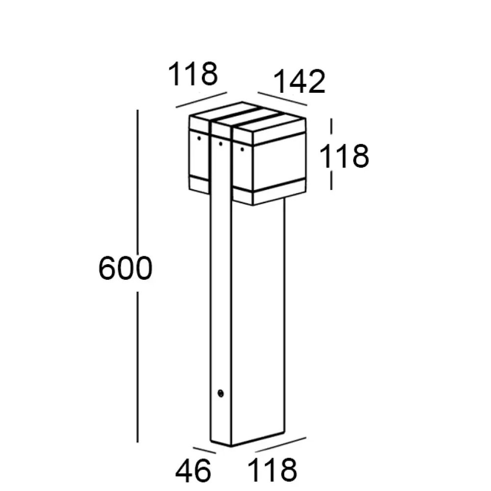 Modo Bollard 602F1/WP70A2-Small Poles - Bollard Horizontal Double Emission H. 600