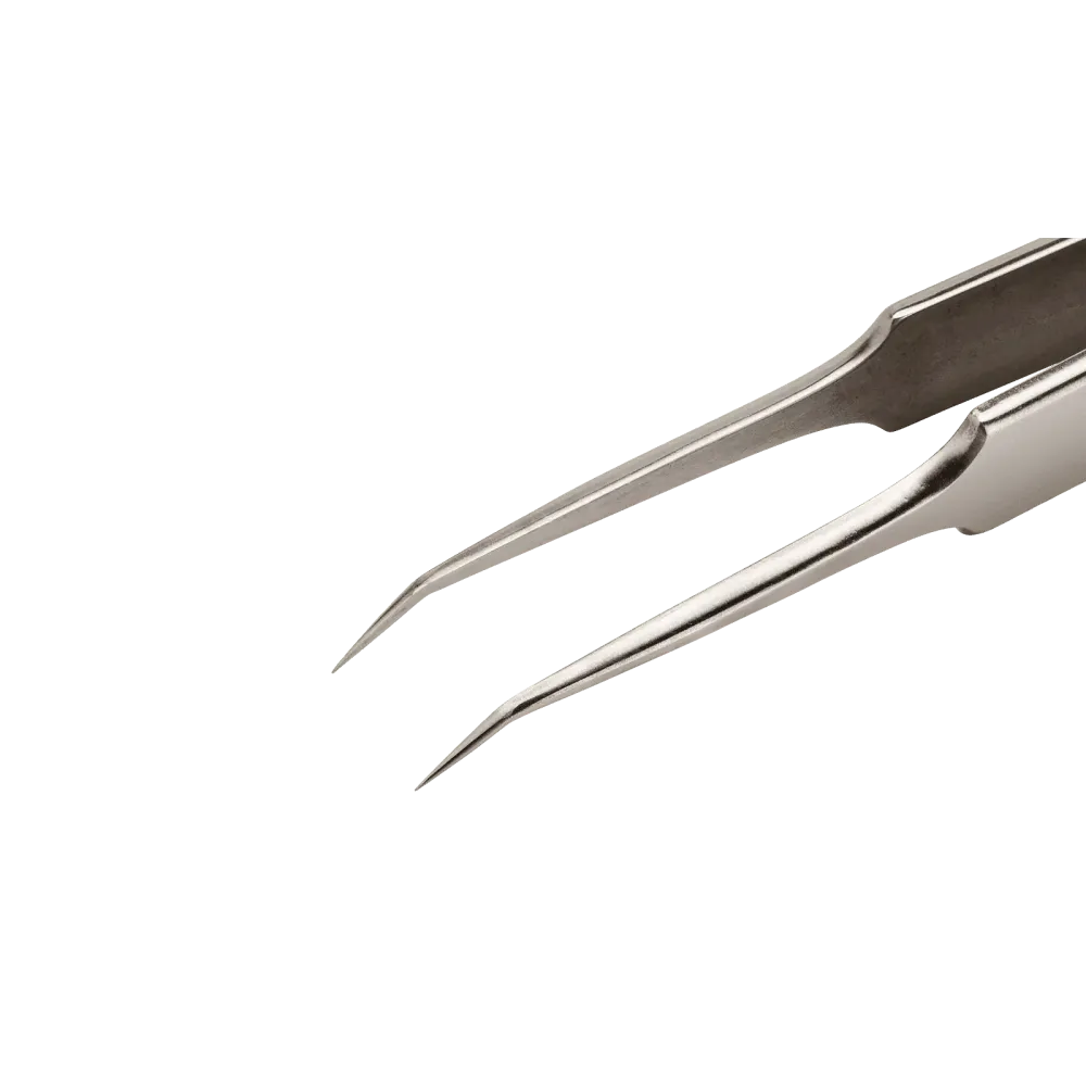 Precision tweezers with very fine tips, angled 30°