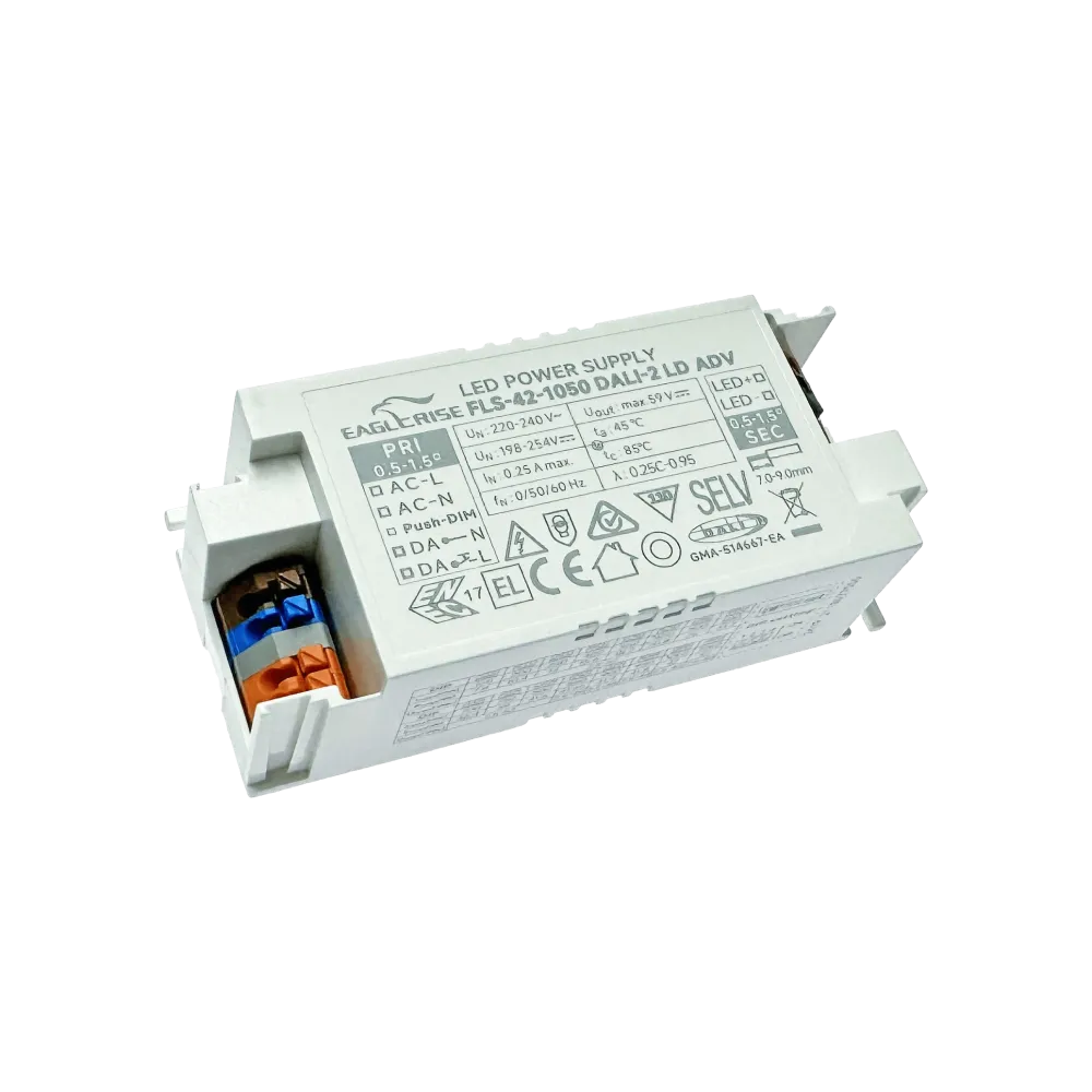42W LED Driver CC 150-1050mA, 2.5-52Vdc, DALI2, with side covers