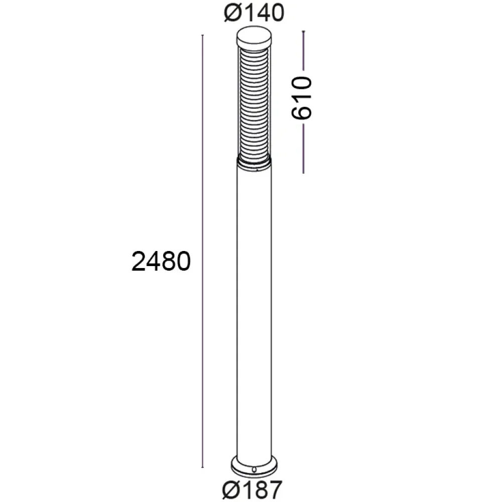 Maxima One 375F2/NR8.X3-Urban Lighting - Pole H. 2480 with anti-glare louvre