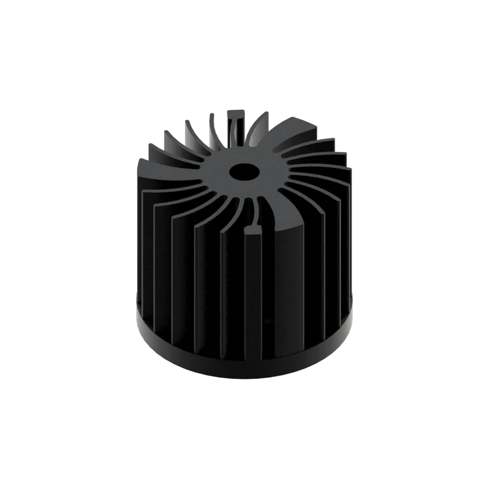 LED star heat sink, ø50mm, H 40mm, Base 5mm, Black anodized