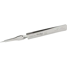SMD tweezers angled 45° with fine tips for vertical application.
