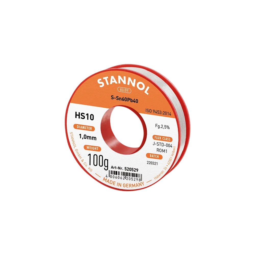 Solder wire HS10, Sn60Pb40, RO M1, 1mm, 100g