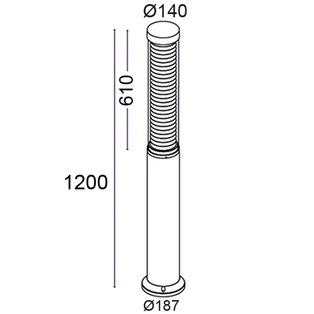 Maxima One 375F0/WR8.PT-Small Poles - Bollard H. 1200 with louvre