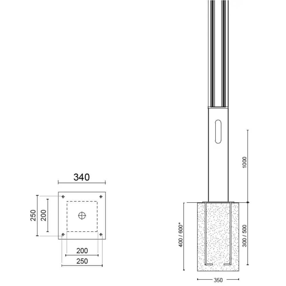 Orion D 570F2/WD50EW-Urban Lighting - Pole DALI 4 Ways H. 3000