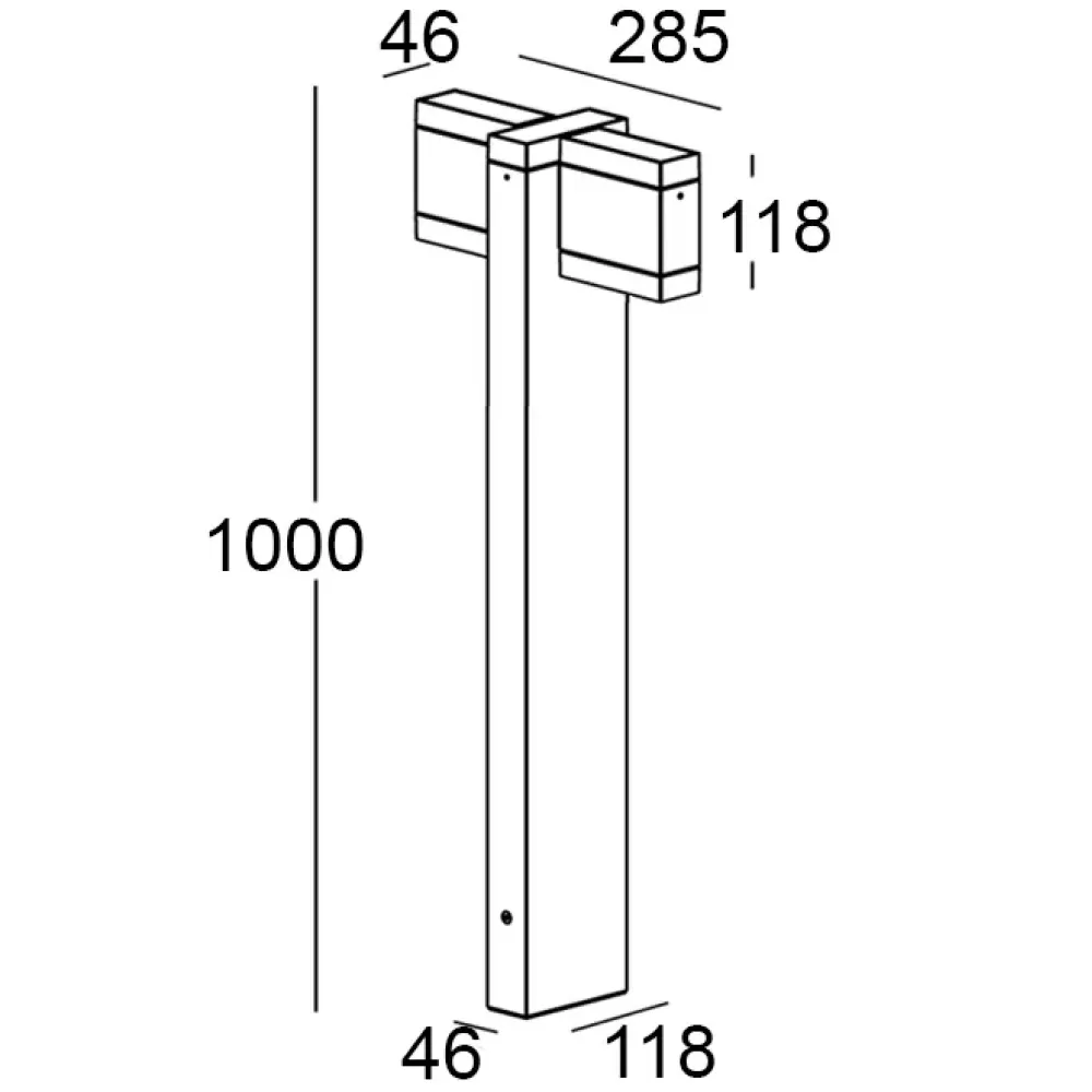 Modo Bollard 604F2/HP70BB-Small Poles - Bollard Double Emission H. 1000