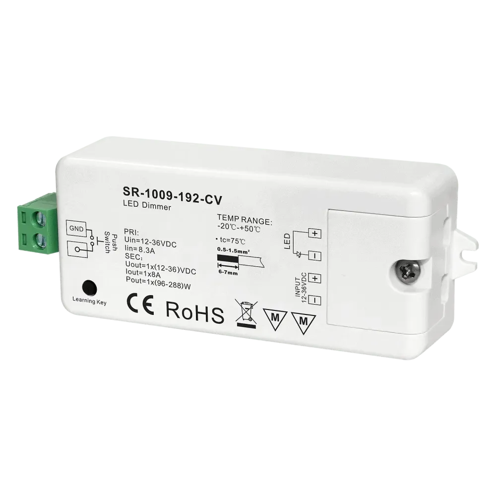 1 channel RF / LV PUSH LED dimmer, constant voltage 12-36VDC, max. 288W
