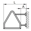 Triangular sign with long base side wall mounting