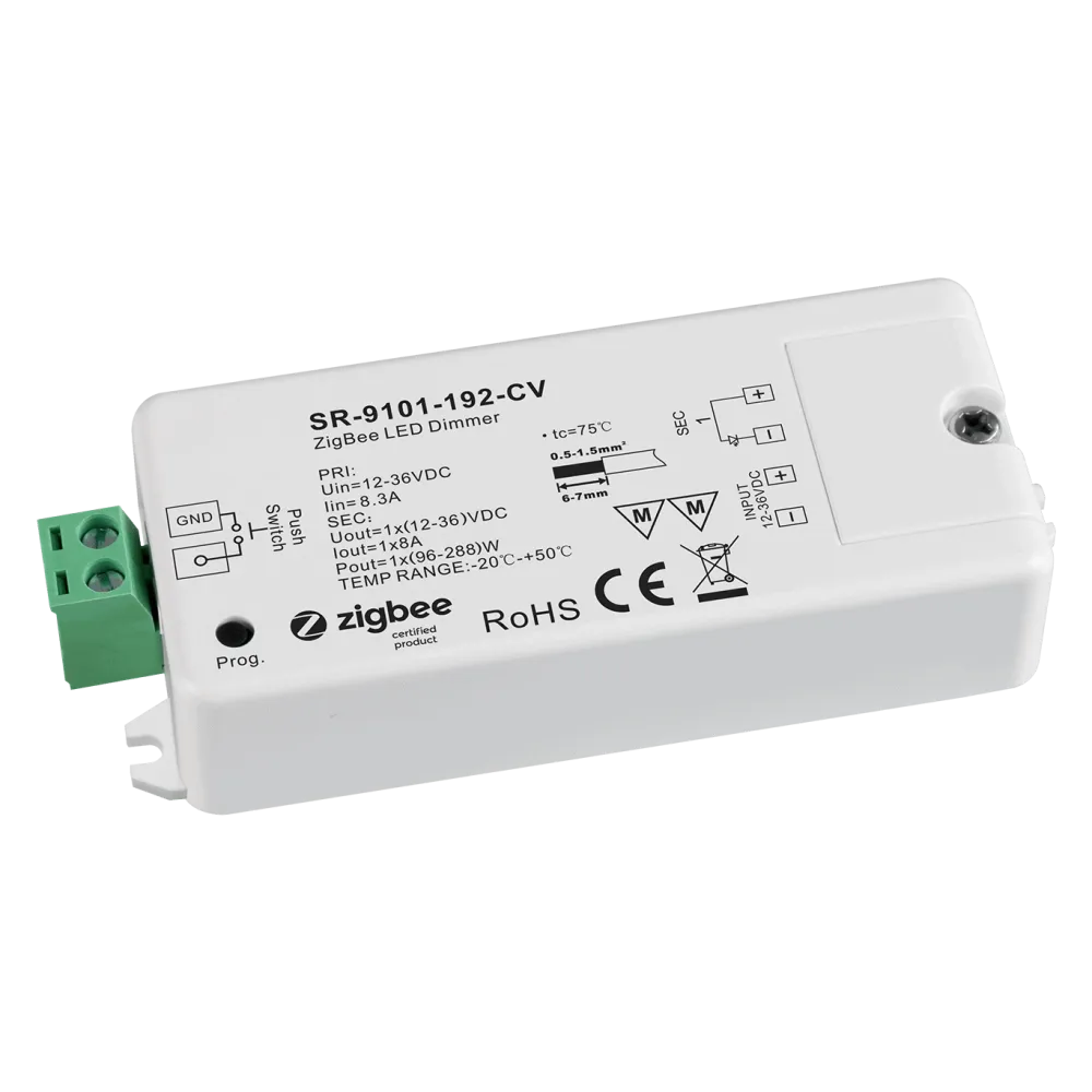 1 channel ZIGBEE 3.0 / LV-PUSH LED dimmer, constant voltage 12-36VDC, max. 288W