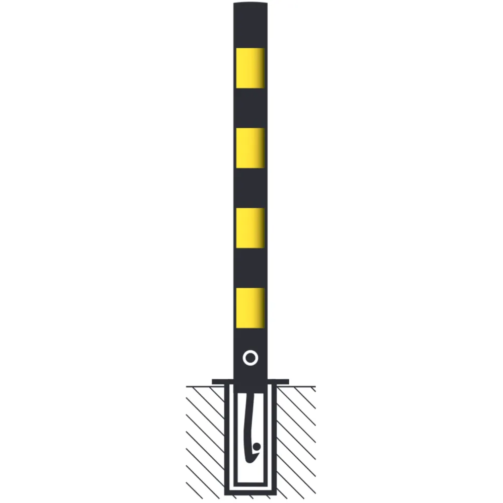 Barrier post painted black without rings