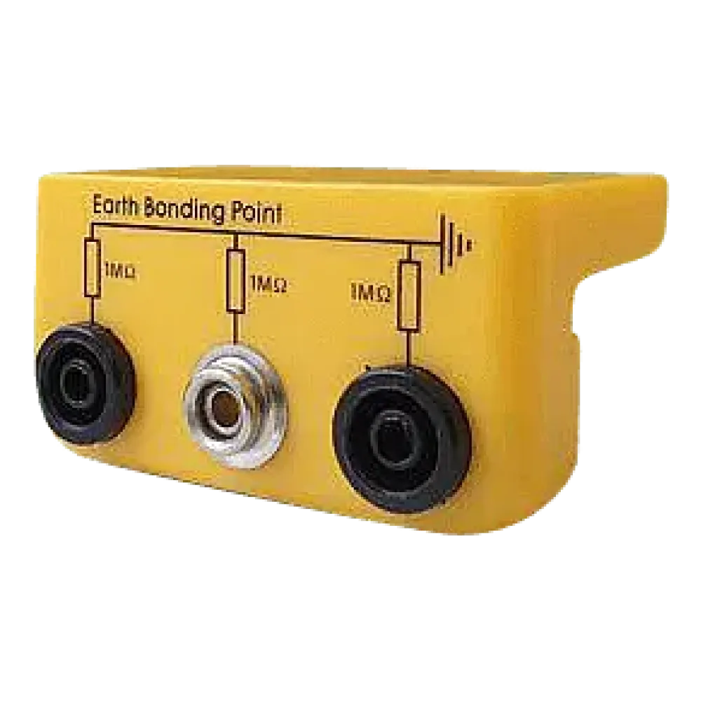 ESD earthing bar for one push-button plug (10mm) and two banana plugs