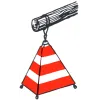 Three-dimensional folding warning sign for overhanging loads