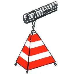 Three-dimensional folding warning sign for overhanging loads