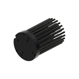 LED pin fin heat sink, ø47mm, H 68mm, Base 8mm, Zhaga&Philips holes, Black