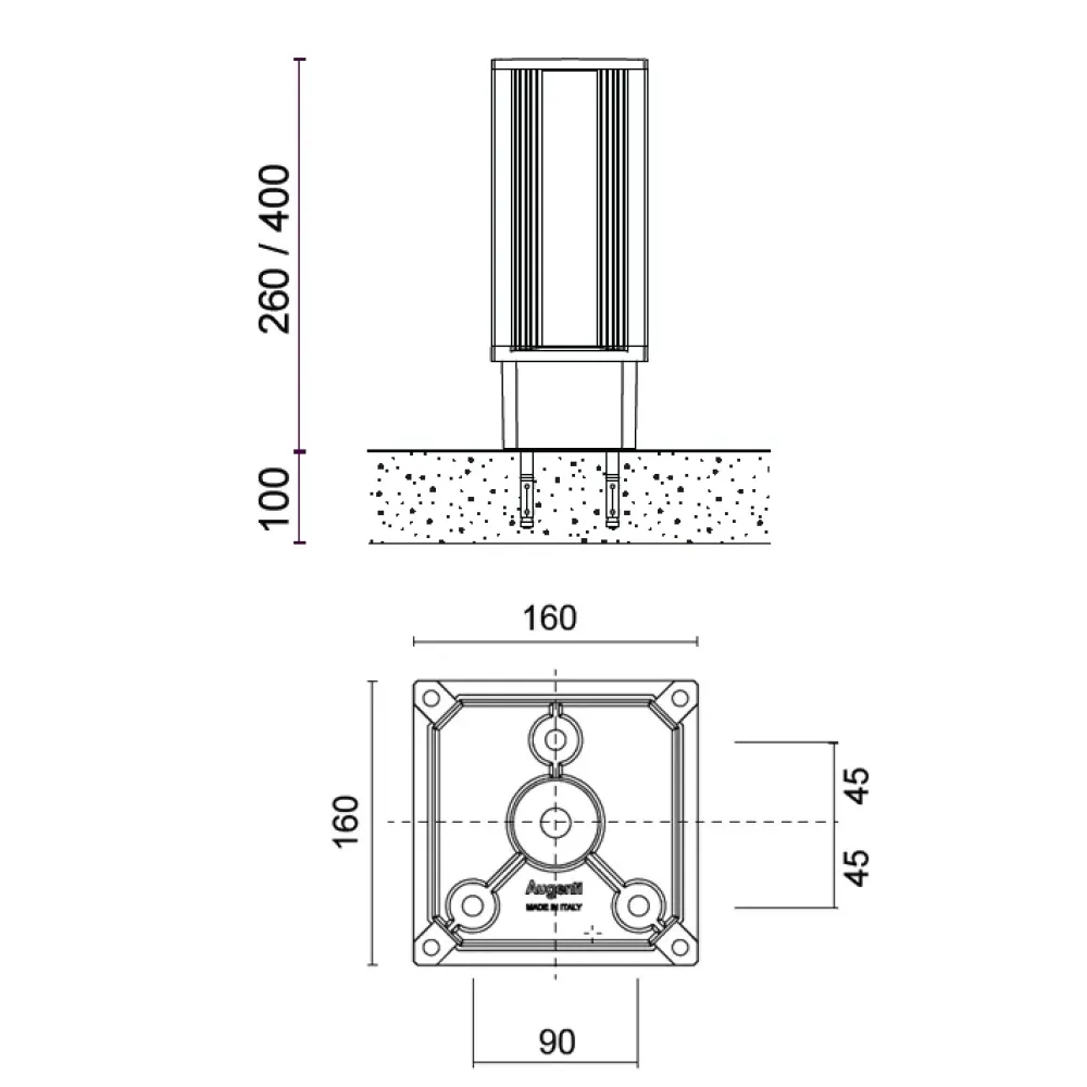 Orion TL 474F0/HR50PO-Small Poles - Bollard Total Light 4 Ways H. 260