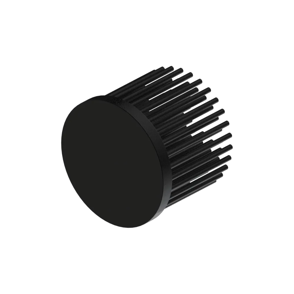 LED pin fin heat sink, ø50mm, H 40mm, Base 5mm, Black anodized