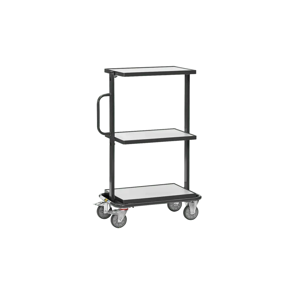 ESD side trolley, 200 kg, with 3 wooden shelves