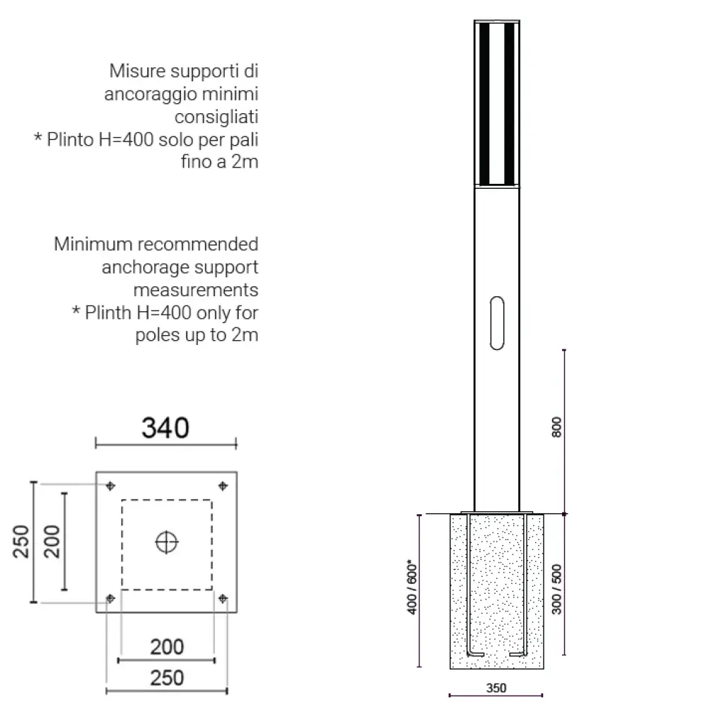Orion One 494F0/NR35PO-Urban Lighting - Pole 4 Ways H. 2000