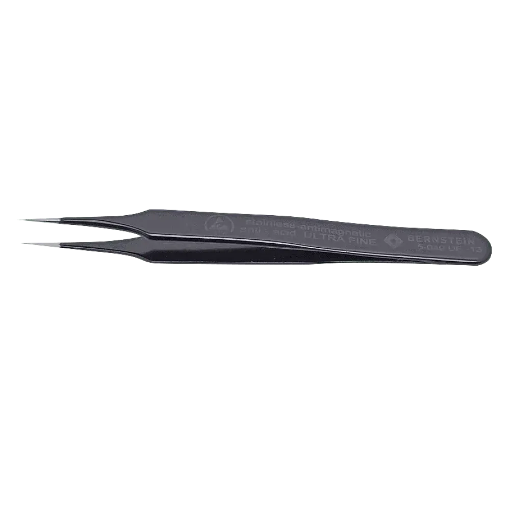 ESD SMD tweezers ULTRA FINE 110mm shape 4 stainless steel, very sharp, dissipative