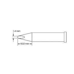 Soldering tip, chisel 1.4 x 10mm, GT6